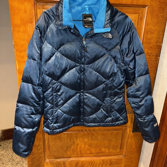 North Face Puffer Jacket Women Medium Blue 550 Down Fill Packable Lightweight - Picture 2 of 14